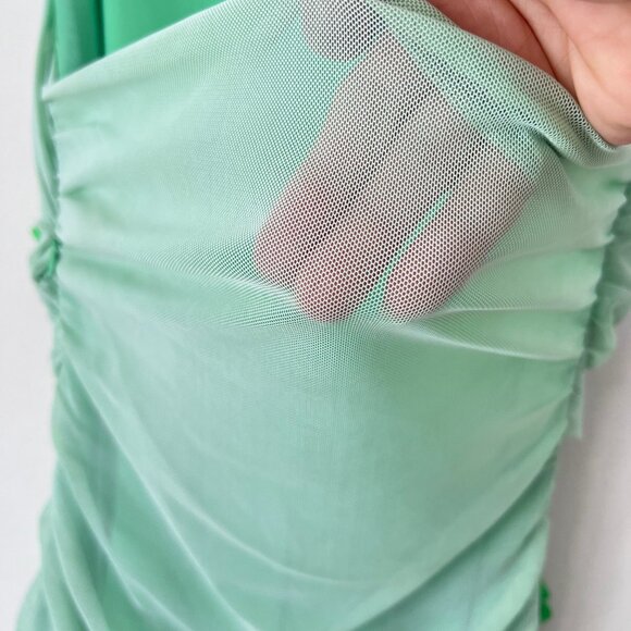 NEW ZARA Tulle/ Chiffon Ruched Mini Dress in Green, Size M - Picture 14 of 15